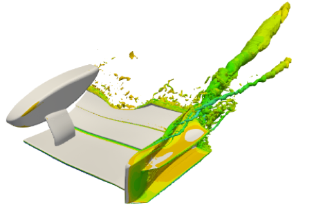 Iso-contours of CP0 over half of a Formula One front wing
