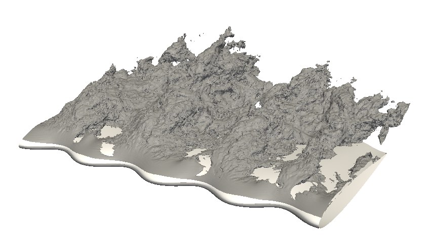 Recirculation regions on a NACA 0012 with a wavy leading edge